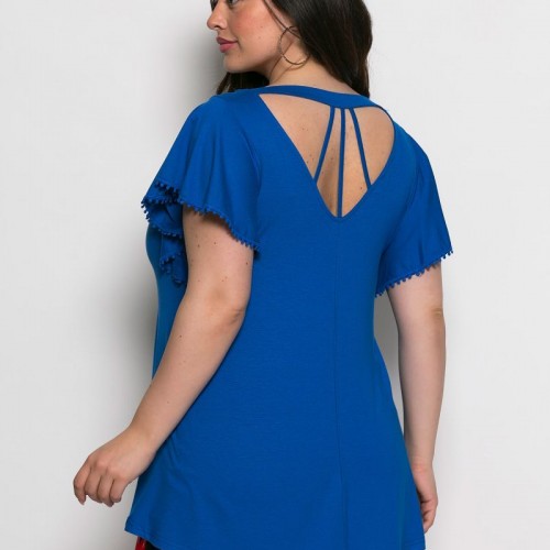 Plus Size Μπλούζα Με Άνοιγμα Πίσω Ρουά