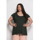 Plus Size Μπλούζα Με Άνοιγμα Πίσω Χακί