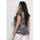 Plus Size Μπλούζα Σατέν Μαύρο Άαπρο