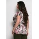 Plus Size Μπλούζα Σατέν Ροζ Χακί
