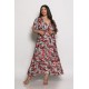 Plus Size Φόρεμα Καφτάνι Κόκκινο Εκρού