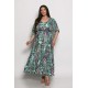 Plus Size Φόρεμα Καφτάνι Πράσινο Μωβ