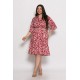 Plus Size Φόρεμα Με Βολάν Κόκκινο Εκρού
