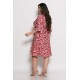 Plus Size Φόρεμα Με Βολάν Κόκκινο Εκρού