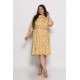 Plus Size Φόρεμα Με Βολάν Κίτρινο Εκρού
