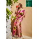 Plus Size Φόρεμα Σατέν Φούξια Lime