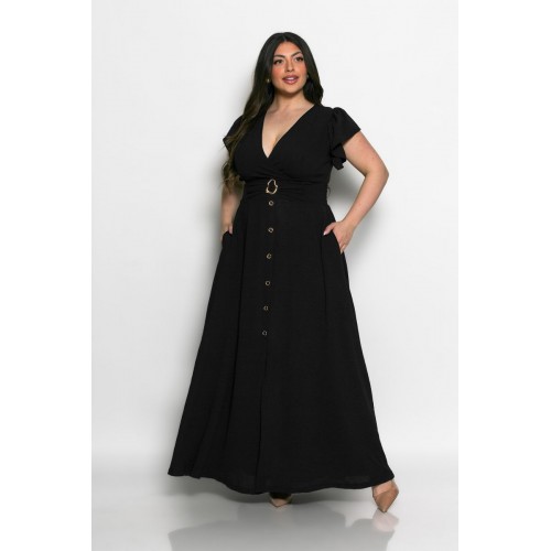 Plus Size Φόρεμα Κρουαζέ Μαύρο