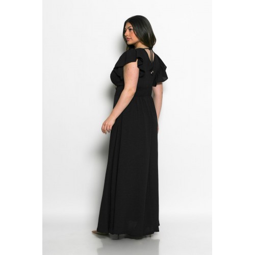 Plus Size Φόρεμα Κρουαζέ Μαύρο