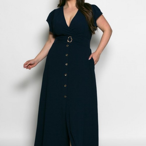 Plus Size Φόρεμα Κρουαζέ Μπλε