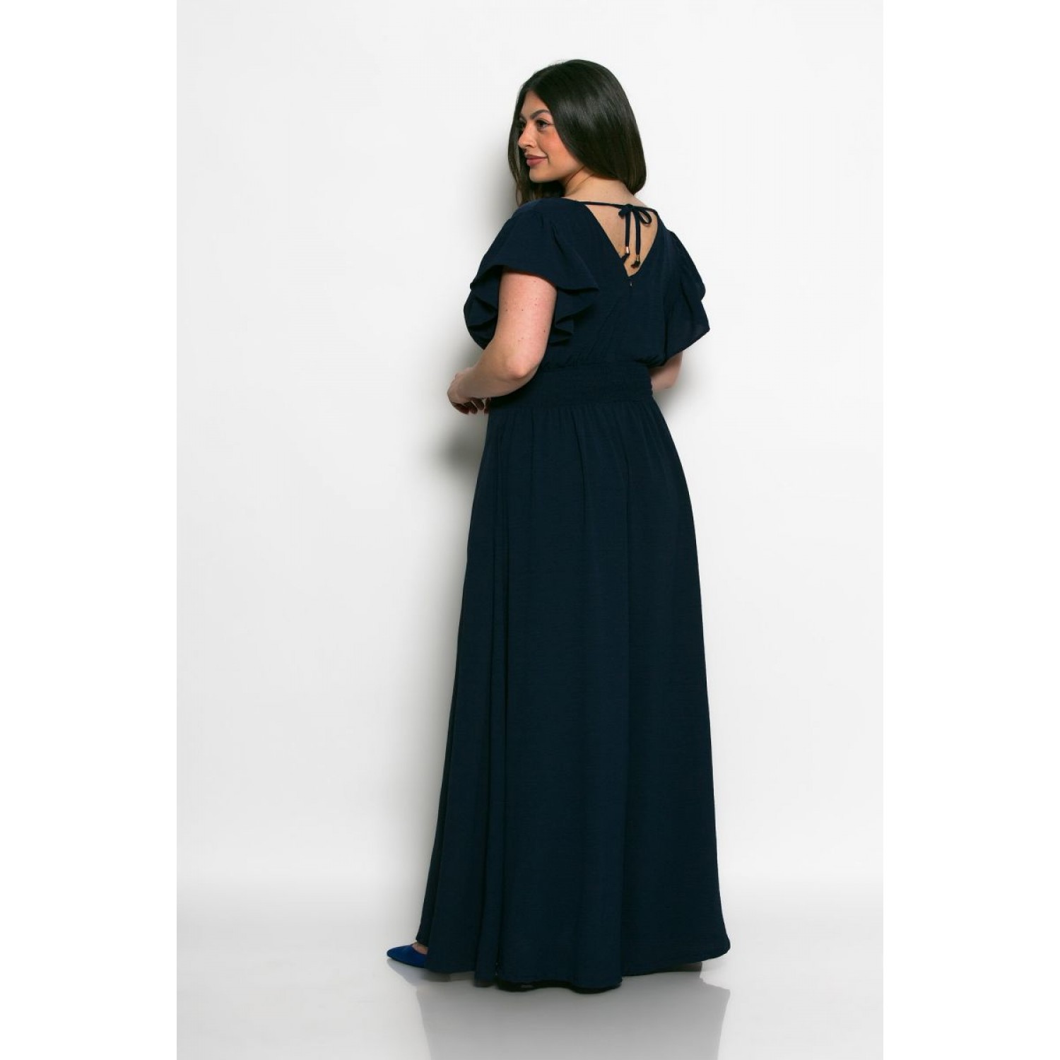 Plus Size Φόρεμα Κρουαζέ Μπλε