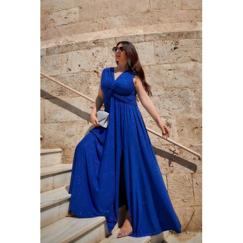 Plus Size Φόρεμα Αμάνικο Glitter Ρουά
