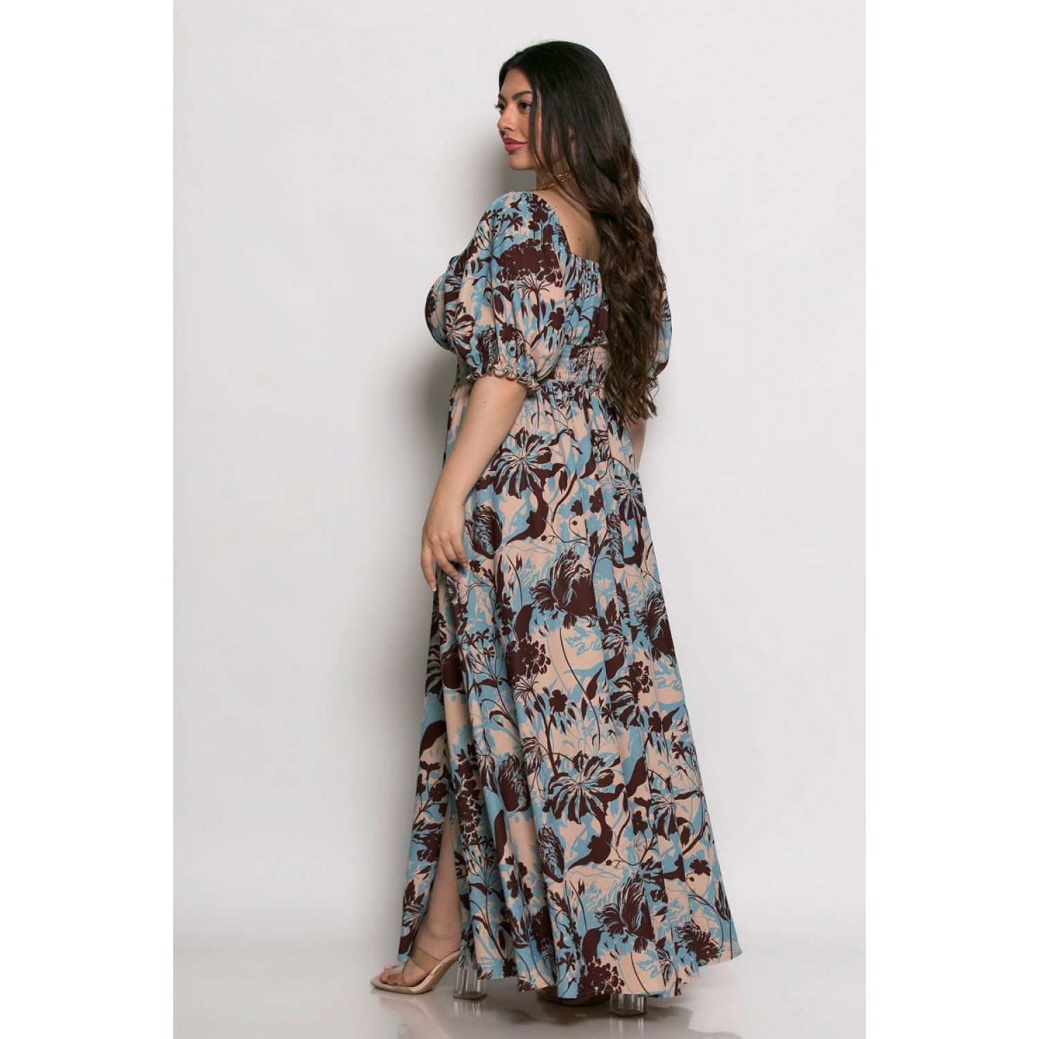 Plus Size Φόρεμα Amalfi Γαλάζιο Σοκολά