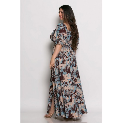 Plus Size Φόρεμα Amalfi Γαλάζιο Σοκολά