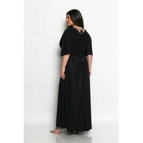 Plus Size Φόρεμα Ελαστικό Glitter Μαύρο