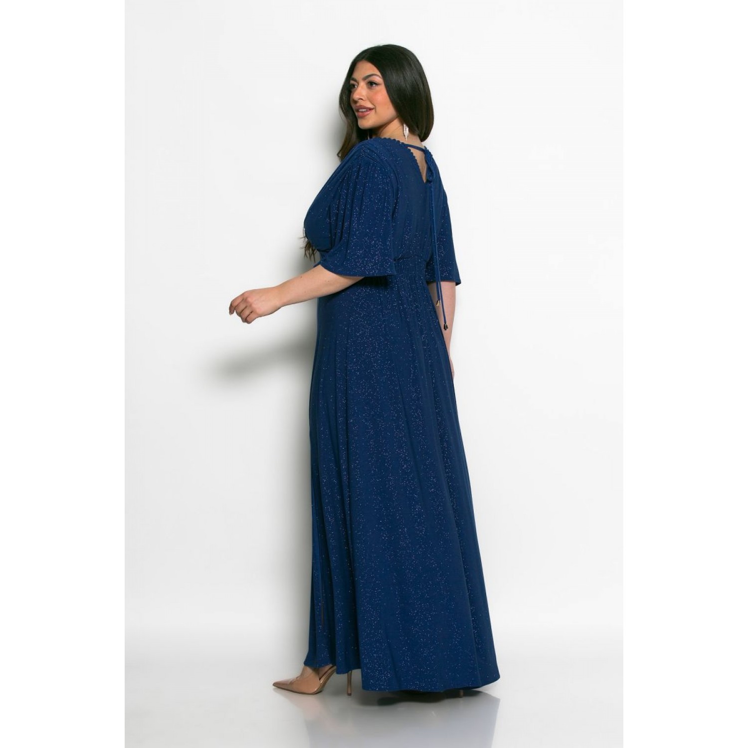 Plus Size Φόρεμα Ελαστικό Glitter Ρουά