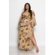 Plus Size Φόρεμα Amaretto Κίτρινο Καφέ