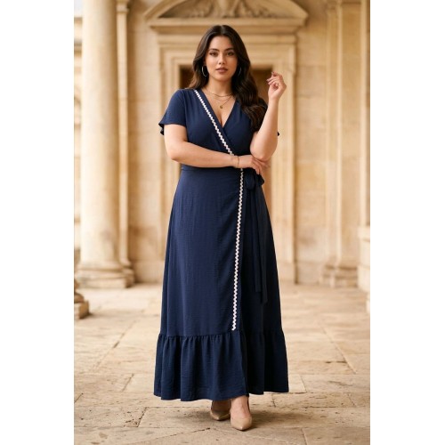 Plus Size Φόρεμα Κρουαζέ Μπλε