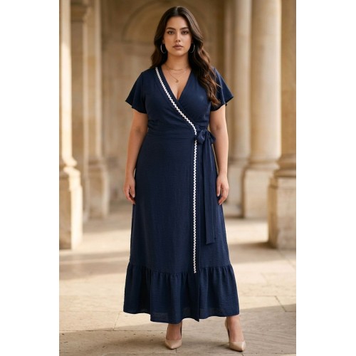 Plus Size Φόρεμα Κρουαζέ Μπλε