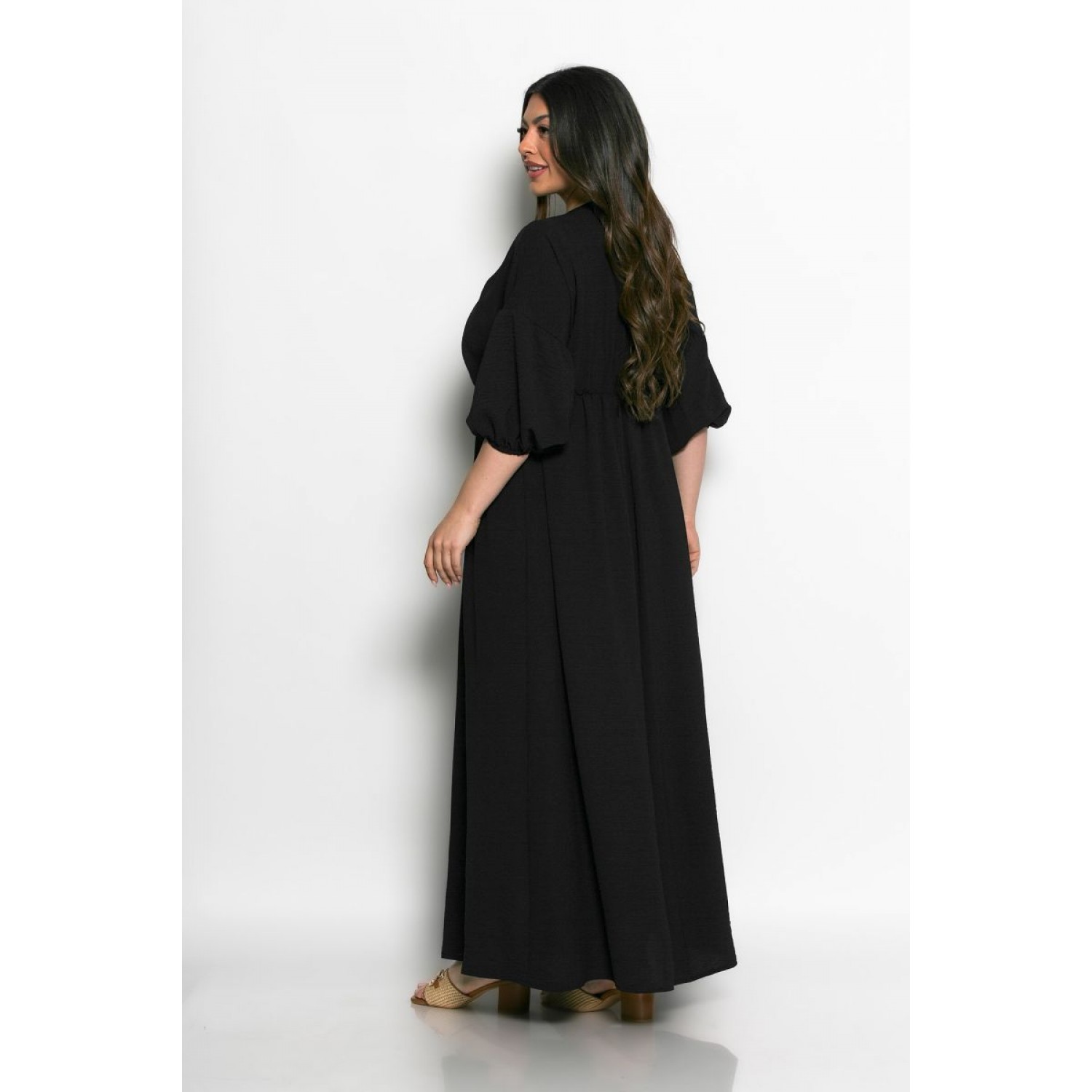 Plus Size Φόρεμα Με Δαντέλα Μαύρο
