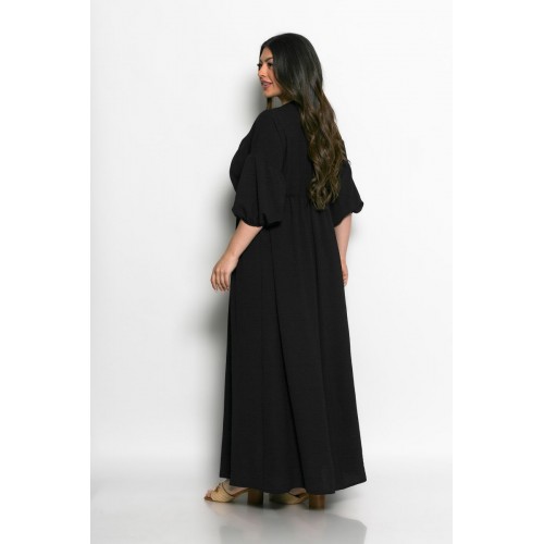 Plus Size Φόρεμα Με Δαντέλα Μαύρο