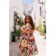 Plus Size Φόρεμα Κρουαζέ Κόκκινο Μπεζ