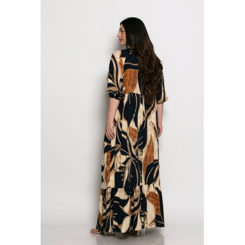Plus Size Φόρεμα Με V Δαντέλα Μπλε Εκάι