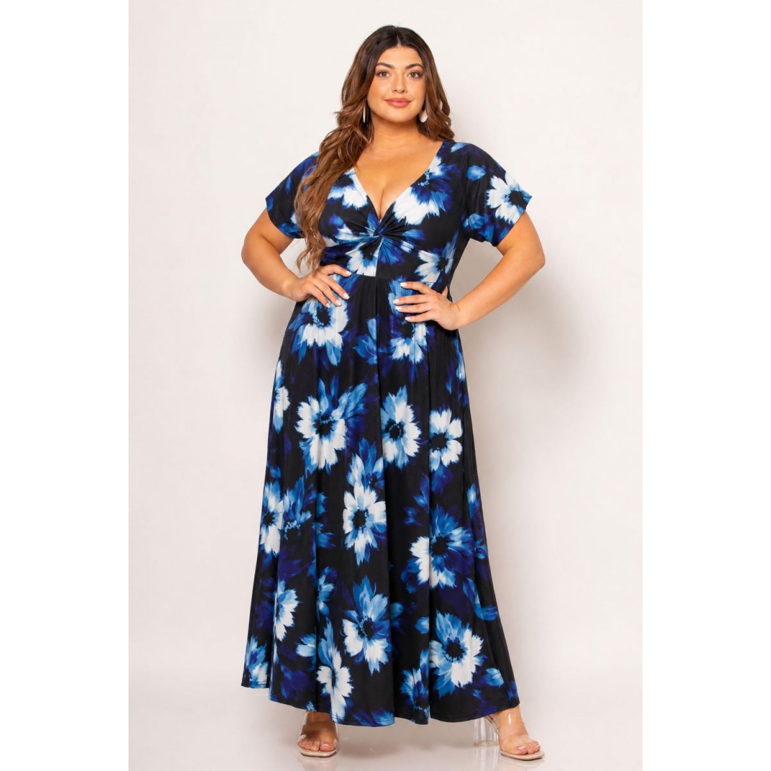Plus Size Φόρεμα Grapefruit Μαύρο Ρουά