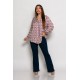 Plus Size Μπλούζα Satin Μπεζ Μπορντό