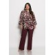 Plus Size Πουκαμίσα Μπλούζα Μπορντώ Χακί