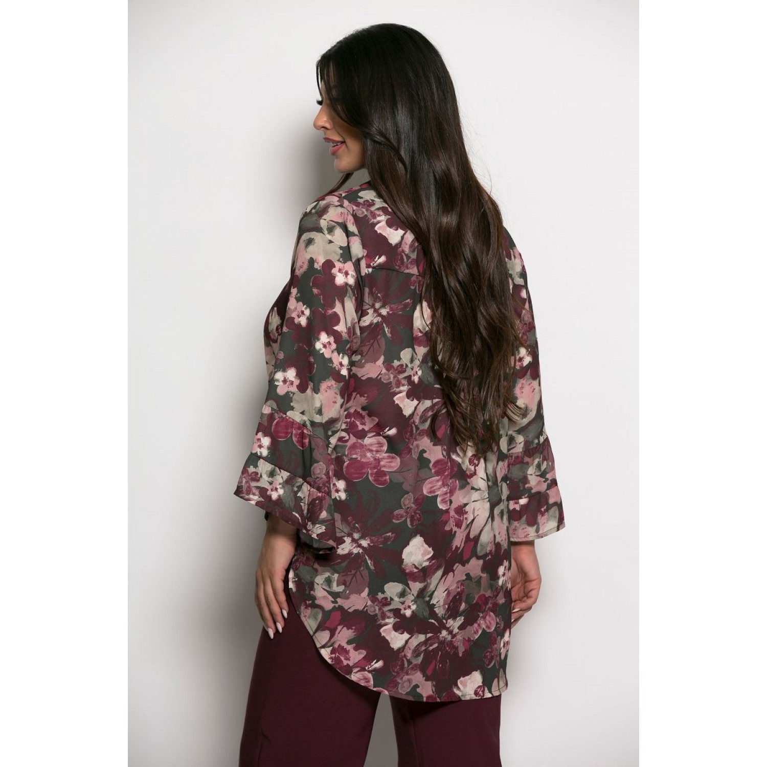 Plus Size Πουκαμίσα Μπλούζα Μπορντώ Χακί