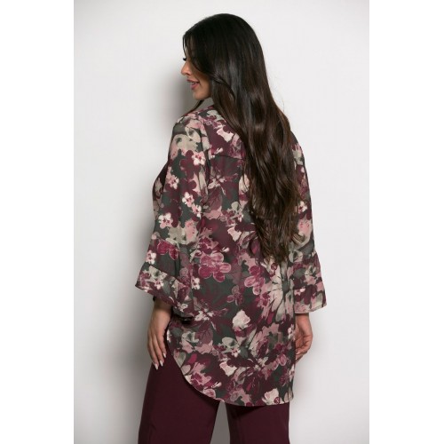 Plus Size Πουκαμίσα Μπλούζα Μπορντώ Χακί