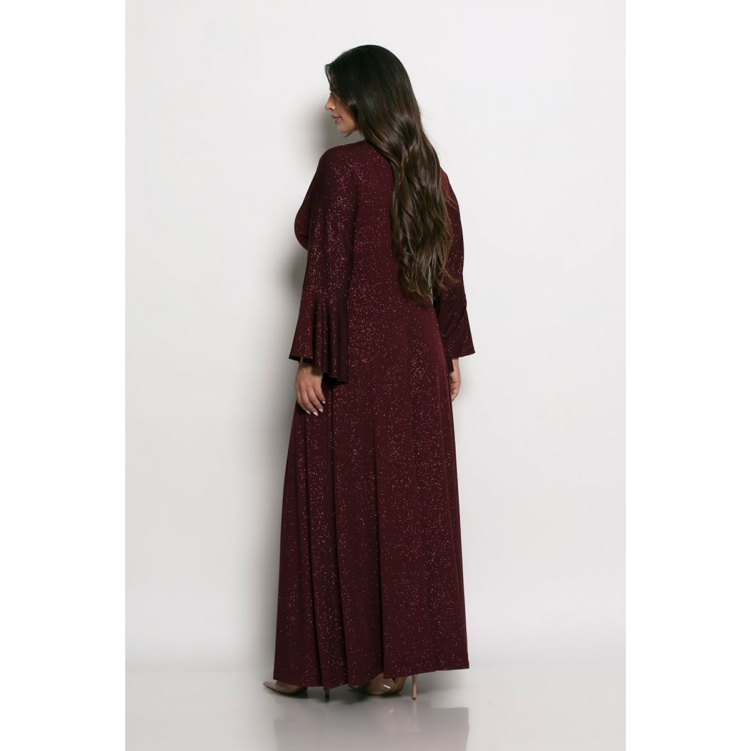 Plus Size Φόρεμα Glitter Μπορντώ