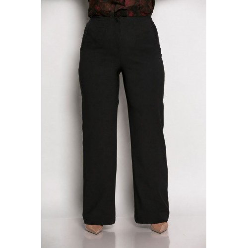 Plus Size Παντελόνι Με Πένσες Μαύρο