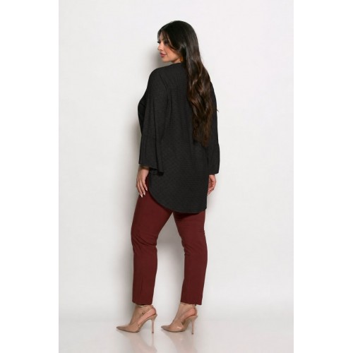 Plus Size Μπλούζα Μπροντερί Μαύρο