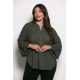 Plus Size Μπλούζα Μπροντερί Χακί