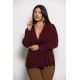 Plus Size Μπλούζα Κρουαζέ Μπορντώ