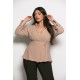 Plus Size Μπλούζα Κρουαζέ Μπεζ