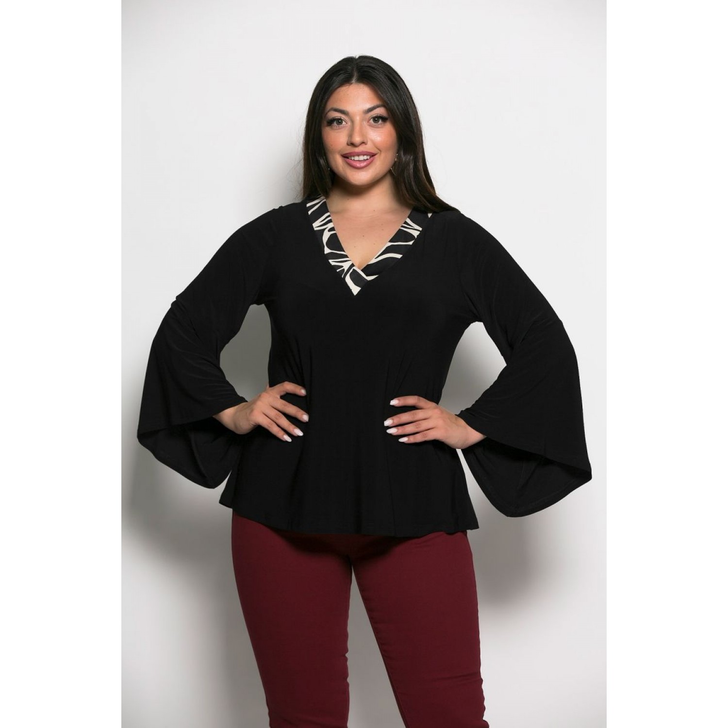 Plus Size Μπλούζα Jersey Μαύρο