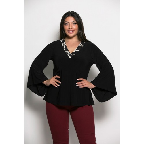 Plus Size Μπλούζα Jersey Μαύρο