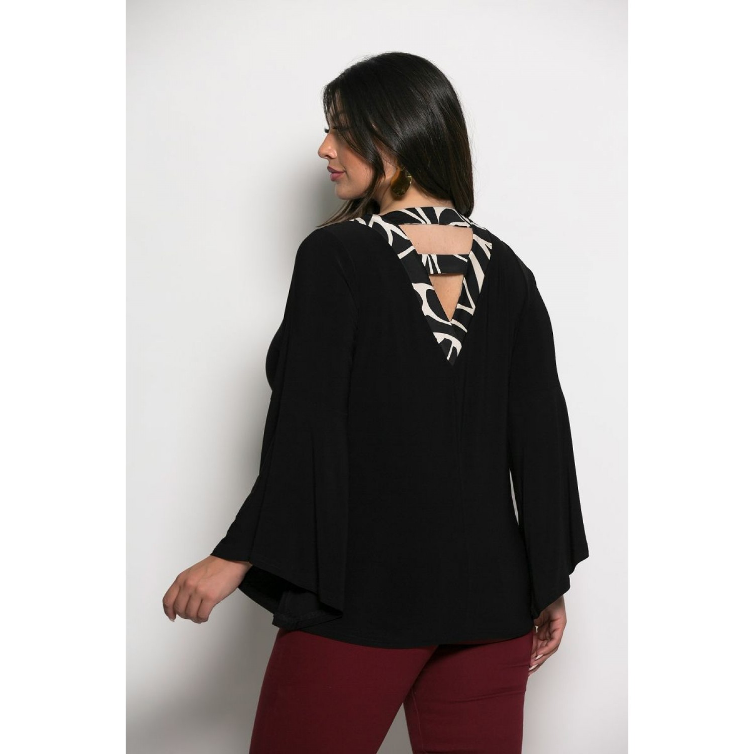 Plus Size Μπλούζα Jersey Μαύρο