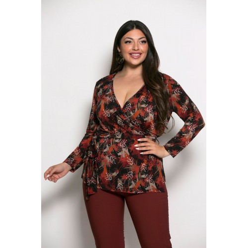 Plus Size Μπλούζα Κρουαζέ Εκάι Μαύρο