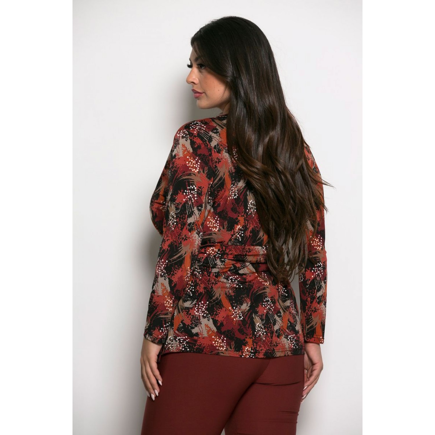 Plus Size Μπλούζα Κρουαζέ Εκάι Μαύρο