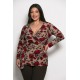 Plus Size Μπλούζα Κρουαζέ Πούρο Λουλούδια