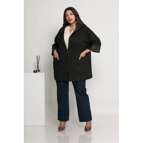 Plus Size Ζακέτα Πλεκτή Μαύρο