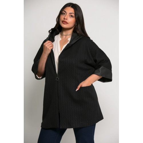 Plus Size Ζακέτα Πλεκτή Μαύρο