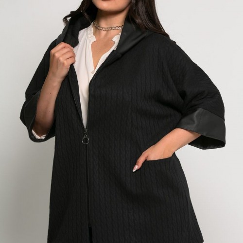 Plus Size Ζακέτα Πλεκτή Μαύρο