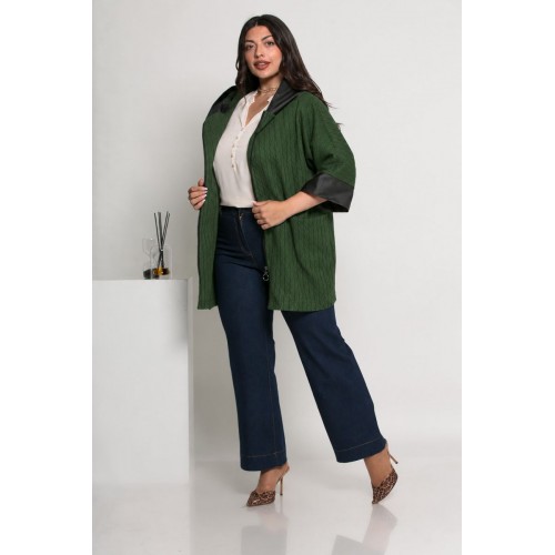 Plus Size Ζακέτα Πλεκτή Πράσινο