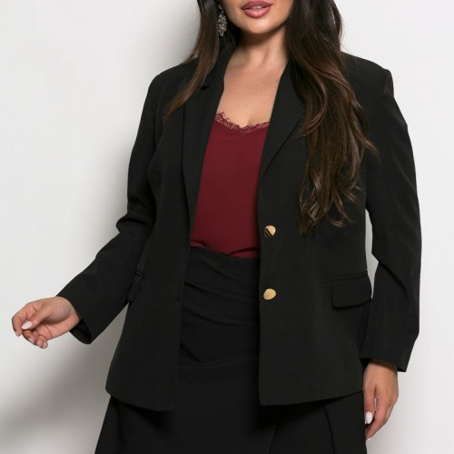 Plus Size Σακάκι Ανορθωτικό Casual Μαύρο