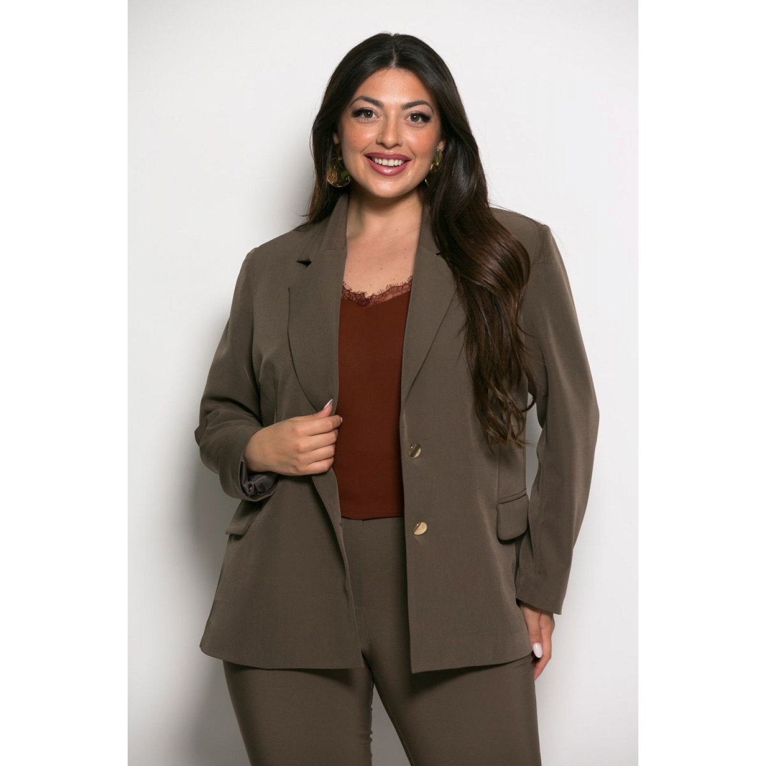 Plus Size Σακάκι Ανορθωτικό Casual Πούρο