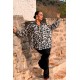 Plus Size Πουκαμίσα Oversized Μαύρο Εκρού Lurex